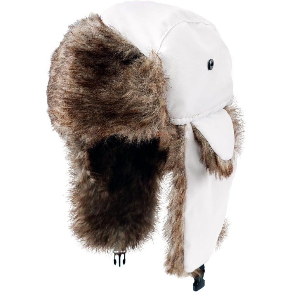 Men White ONWAY Faux Fur Trapper Hat Cozy Winter Ear Flaps Hat
